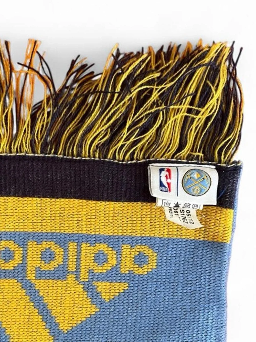Vintage 2012 Adidas Denver Nuggets Blue & Yellow NBA Scarf Basketball Fan Gear